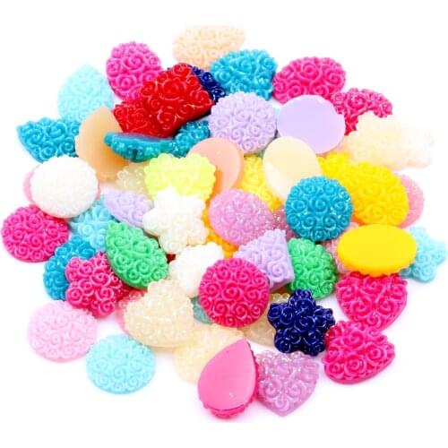 3D Decorations 12g About 40pcs Flower Surface Many Shapes Jelly Colors Resin Gems Rhinestone Flatback DIY Jewelry Garment Making