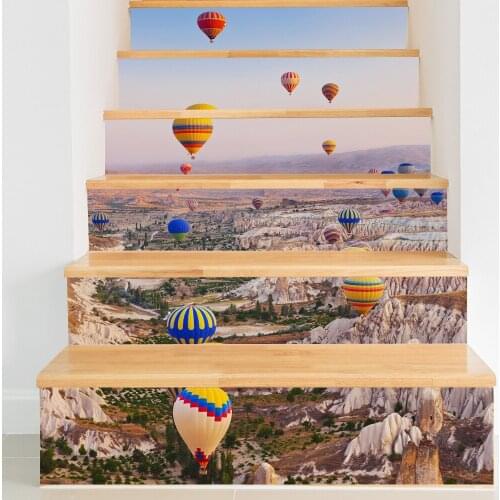 Colomac 3d 6pcs waterproof stair floor stickers renovation ballon pattern living room DIY home decor poster stairway stickers
