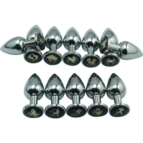 New hot design 12 constellations for choose 1piece small size metal anal beads butt plug dildo SM sex toys for men women couple