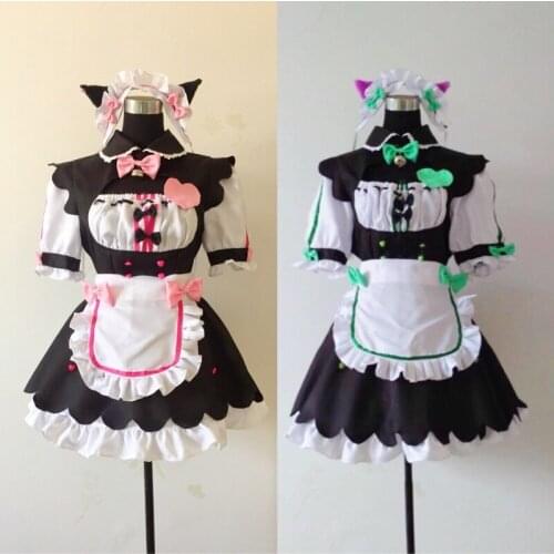 Anime NEKOPARA Chocola Vanilla Maid Cosplay Costume Sexy Cute Lolita Dress Full Set Cat Maid Servant Dress Women Costume