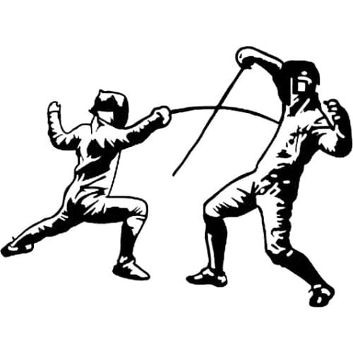 Car Sticker Sports Fencing Combat Car Sticker PVC Decal Accessories Extreme Sports Waterproof Sunscreen Black/white,15cm*11cm