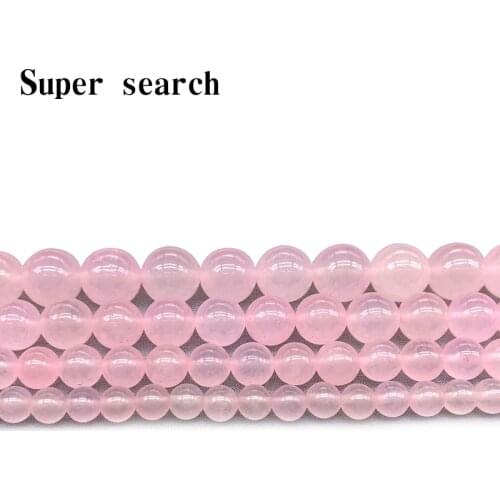 Chalcedony Light pink Natural White Stone loose Round Beads For Jewelry Making DIY Bracelet Woman Necklace6 8 10 12 MM Strand