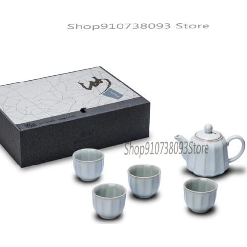 Tea set big teapot tea cup Kung Fu Taiwan ceramics Ru kiln large opening tea set tea art tea set
