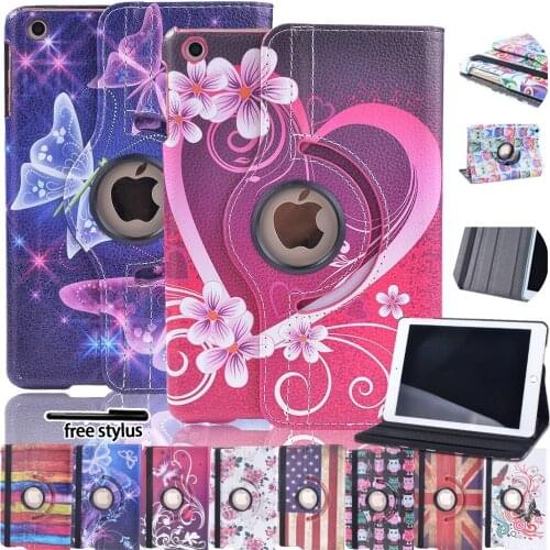 360 Degree Rotating Folio PU Leather Case Suitable for Apple Ipad Mini 1/2/3 Shockproof Tablet Case