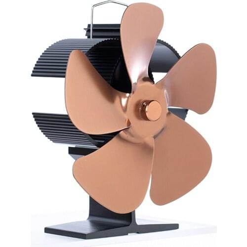 Black Fireplace 5 Blades Heat Powered Stove Fan Log Wood Burner Eco-fan Quiet Home Fireplace Fan Efficient Heat Distribution
