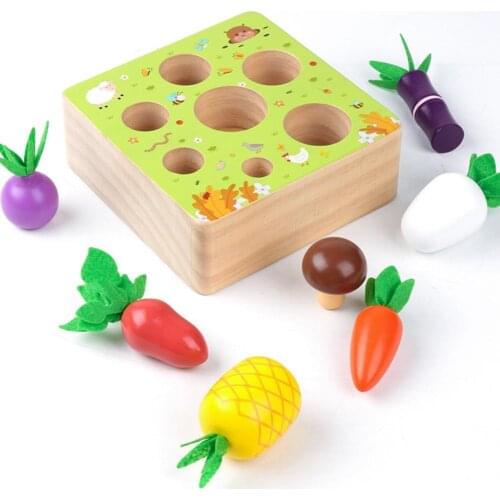 Montessori Wooden Board Vegetable Carrot Harvest Matching Puzzle Children Kids Toddler Educational Learning Toy