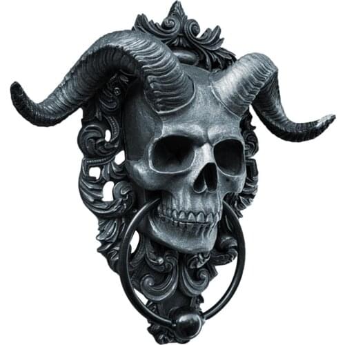 Skeleton Head Door Knocker Durable Resin Goat-headed Figure Hanger Decor Household Wall Hanging Crafts