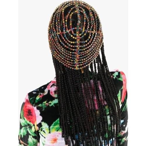 2020 Design Metal Alloy Hollow Out Rhinestone Head scarf Women Fancy Party Show Ladies Multi-layers Crystal Head Hair Jewelry