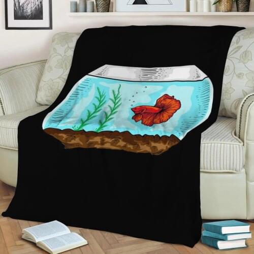 Betta Fish Aquarium Flannel Throw Blanket 3D Printed Keep Warm Sofa Child Blanket Home Decor Textiles Dream Family Gift