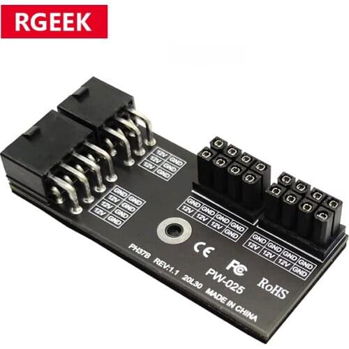 GPU VGA Graphics Card Dual 8 Pin PCI-E Male to 8 pin 6 pin PCI-E Female 180 Degree Angle Connector Power Adapter Board