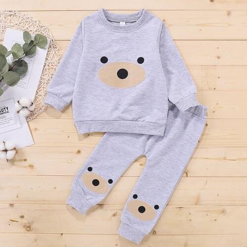 Baby Boy Girl Clothing Set Kids Cartoon Animal Print Pullover Pants Set Child Casual Outfits Winter Spring Long Sleeve Hoodies