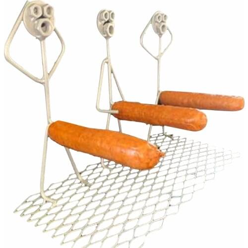 Creative Outdoor Sausage Rack Three-person Metal Art Barbecue Rack Hot Dog Barbecue Tools Stylish Barbecue Party Special Tools