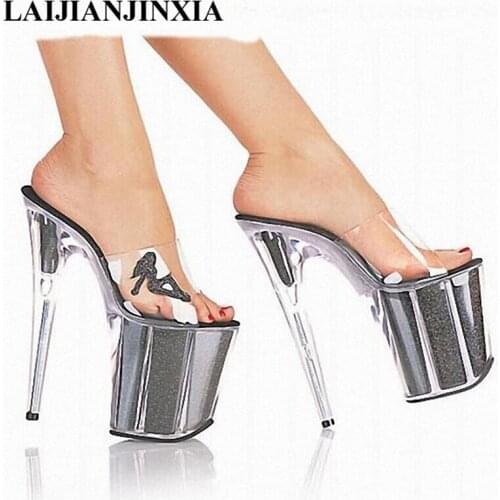 LAIJIANJINXIA 20cm Womens Ultra High Heels Shoes Queen Crystal Platform Shoes Fashion Sexy Sandals 8 Inch Beautiful Woman Shoes