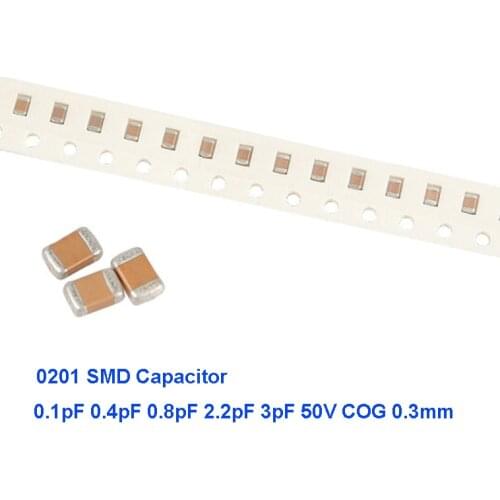 100pcs 0201 50V SMD Thick Film hjxrhgal Chip Multilayer Ceramic Capacitor 0.1pF 0.4pF 0.8pF 2.2pF 2.4pF 2.7pF 3pF 3.3pF 3.9pF