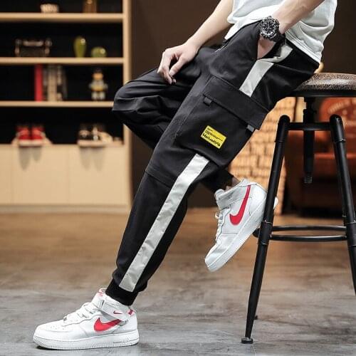 Fashion Running Pants Mens 2021 Students Thin Overalls Casual Sportswear Sports Loose Simple Multi-pocke Streetwear Trousers