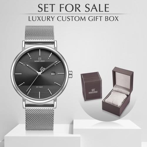 Mens Watches Top Brand NAVIFORCE Simple Quartz Watch Men Steel Mesh Waterproof Clock With Box Set For Sale Relogio Masculino