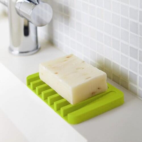 Overhead Design Anti-skidding Soap Dish Silicone Drain Soap Dish Plate Holder Tray Soft Soapbox Container Storage for Bathroom
