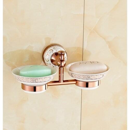 WORID Wall mounted Soap Dishes Bathroom Accessories ceramic dish chrome copper holder Toilet Soap Holder X-6014