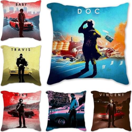 Car Printed Pillow Printing Linen Printing Cushion Cover Pillowcase Cotton Hemp Hugging Pillowcase Sofa Cushion Cover 45x45cm