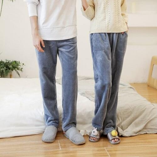 Pyjama Trousers Couple Flannel Sleep Bottoms Autumn Winter Sleep Bottom Mens And Women Pajama Sleepwear Pants Plus Size M-XXL