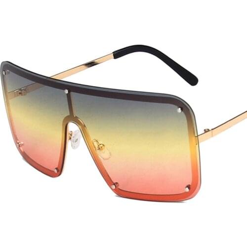 Popular Oversize One Piece Women Eyewear Womens Sunglasses Big Frame Square Sun Glasses Female Male 2021 Colorful Gradient Lens