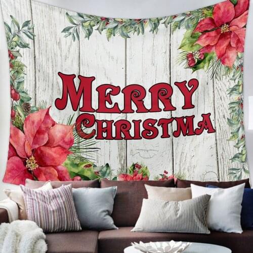 Christmas Wood Grain Flower Retro Tapestry Wall Hanging Living Room Decor Wall Hanging Tapestry Yoga Mat Home Decor Art