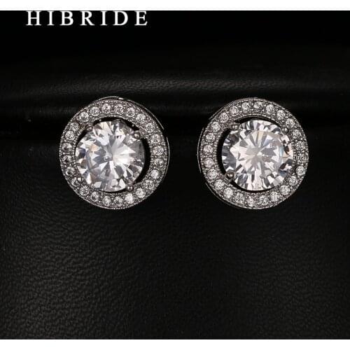 Romantic Jewelry 2017 Stud Earrings For Wedding Elegant AAA Cubic Zirconia Stone Earring HIBRIDE E-239