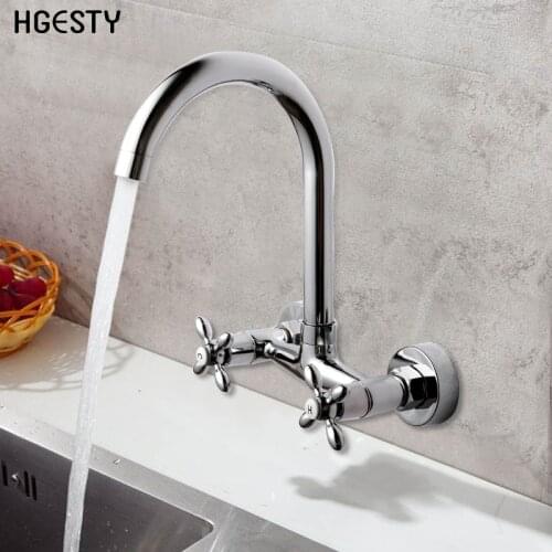 Bathroom Basin Sink Mixer Faucet Copper Durable Dual Handles Bathtub Wall Mounted Kitchen Wash Basin Sink Mixer Tap Accessories