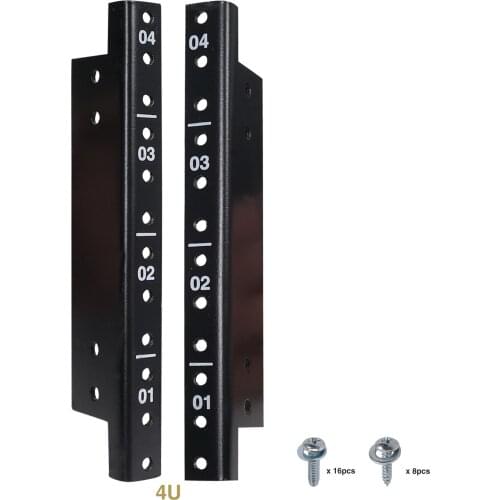 Sound Town 2-pack 4U Steel Rack Rails, with Black Powder Coated Finish and Screws (ST-RR-04U)