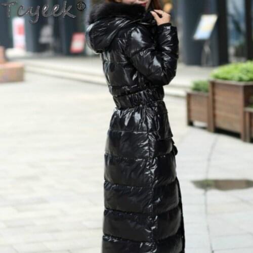 Tcyeek Thick Warm White Duck Down Jacket Women 2020 New Long Coat female Real Fur Collar Clothes Tops Abrigo Mujer 201533LW724