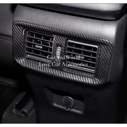 Carbon Fibre For Toyota RAV4 RAV 4 2019 2020 Interior Rear Row Air Condition Vent Outlet Panel Cover Frame Trims Car Accessories