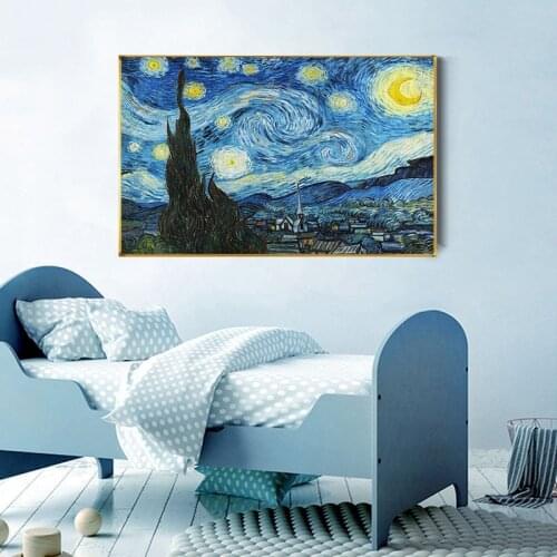 Van Gogh Starry Night Famous Art Canvas Paintings Art Posters and Prints Impressionist on The Wall Art Pictures Home Decoration