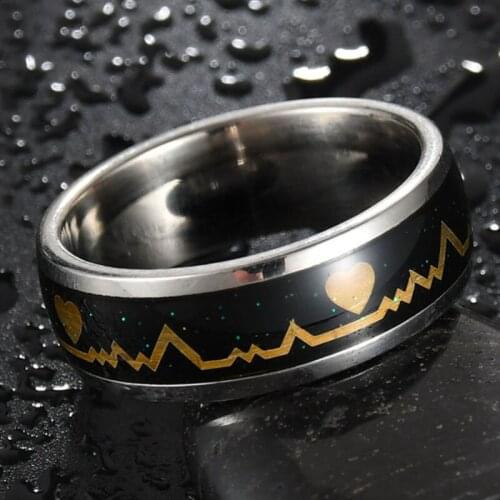 Vintage Bohemia Love Heart Ring Simple Metal Bling Black Color Couple Rings for Women Men Punk Rock Jewelry