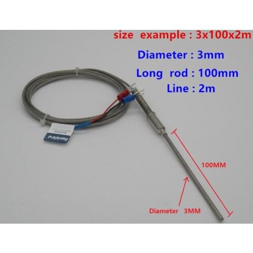 High-quality Stainless Steel Probe Temperature Controller Sensor J Type Thermocouple Tube with 2m Wire Cable 3x50x1m