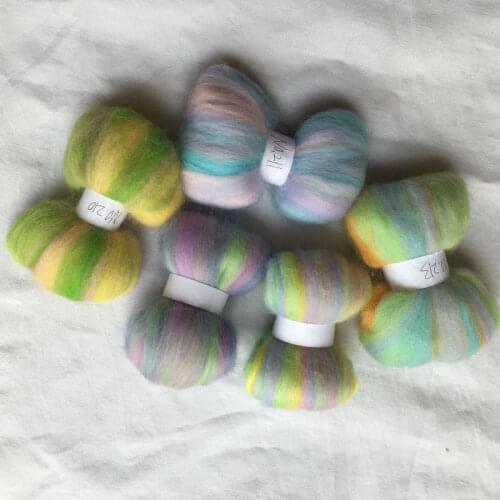 WFPFBEC 5 colors Australia 20um sheep 100% wool fiber needle felting wool for felt wool roving 10g/20g/50g/100g/color