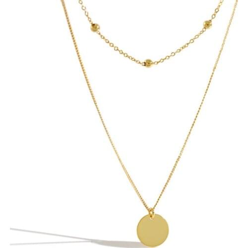 Japan S925 Sterling Silver Choker round Bead Double-Layer Necklace Female Silver Accessories Wholesale 18K Gold-Plated