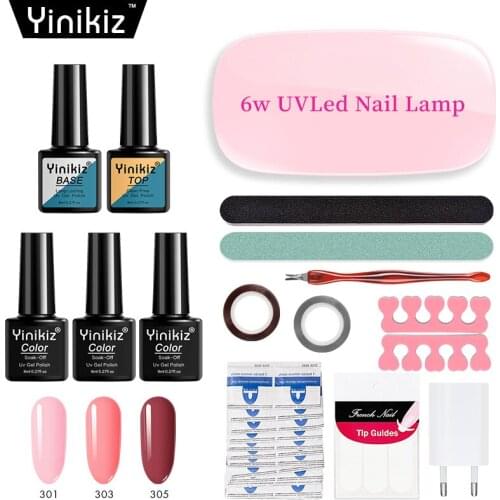 Yinikiz Nail Dryer Set Primer Gel Nail Polish Colorful Lacquer Top Coat Nail Art Manicure Varnish UV LED Lamp Tools Kit
