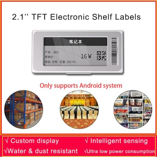 1PCS Black 2.1" Electronic Price Tag ESL TFT Screen Shelf Label No Messy Writing Low Consumption Bluetooth Connect Easy-to-Use