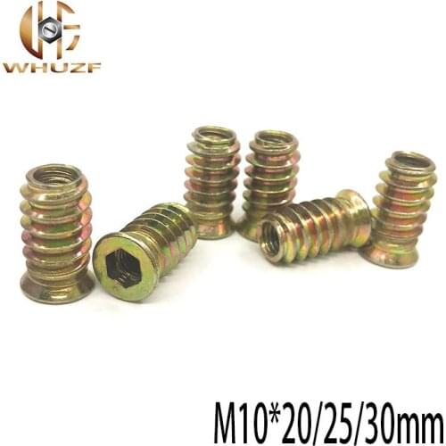 10Pcs M10*20/25/30 Zinc Alloy Iron Inside And Outside Teeth Embedded Hex Nut Wood Furniture Nut