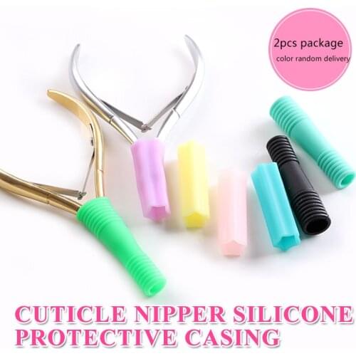 2bag/lot Nail Art Cuticle Nipper Silicone Protector Cap Colorful Dead Skin Clipper Protective Manicure Tool