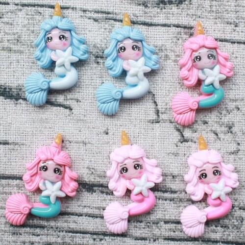 50pcs 3 Colors 25*37MM Mixed Cartoon Cute Little Girls Flatback Planar Resin Cabochon DIY Craft Embellishment Hair Bow Centers