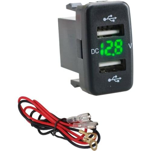 12V-24V Car 4.2A Dual USB Ports Socket Charger Voltmeter Power Socket for Toyota