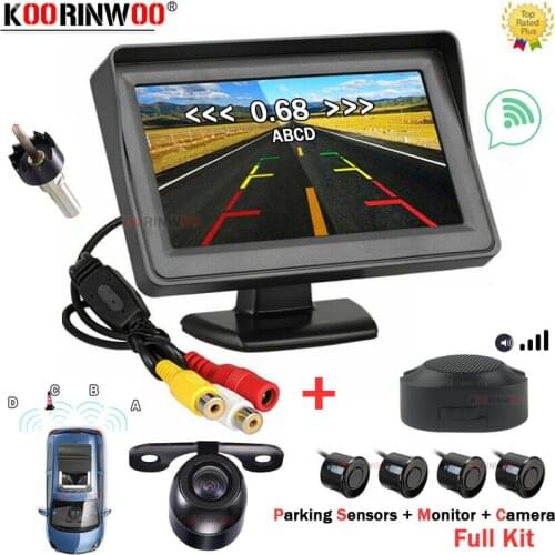 Koorinwoo Auto Video Parking Sensors Reverse Backup Radar Detector + Rear View Camera Support Monitor Mirror Image Beeper Sound