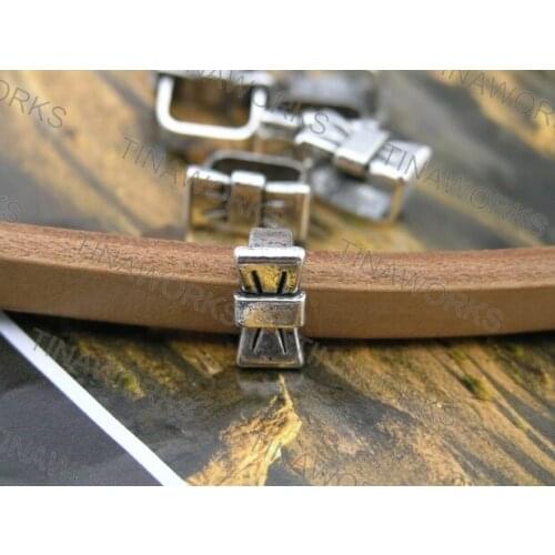 FREE SHIPPING 30pcs Antique-Silver Tie Spacer Findings For Licorice Leather 11.0x7mm--PAT189