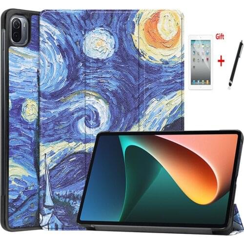Case For Xiaomi Pad 5/Pad 5 Pro 2021 Slim Tri-Fold Smart Hard PC Back PU Leather Stand Tablet Cover for mipad 5 pro 5G+film+pen