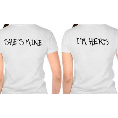 She is mine I'm hers Couple T shirt hig quality causal tops summer outfit fashion couple t shirt his baby couple t shirt- K351