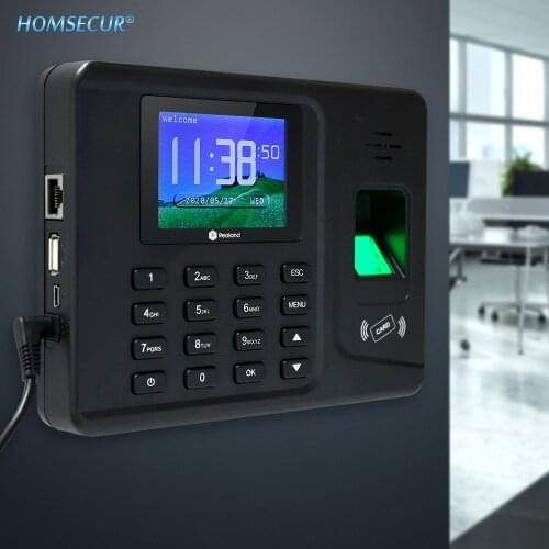 HOMSECUR New Fingerprint And RFID Card Attendance Time Clock+ TCP/IP+ USB+ Remote Access