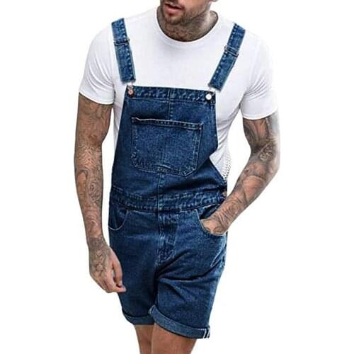 New Fashion Mens Ripped Jeans Overall Jumpsuits Summer Streetwear Distressed Denim Bib Overalls For Man Suspender Pants