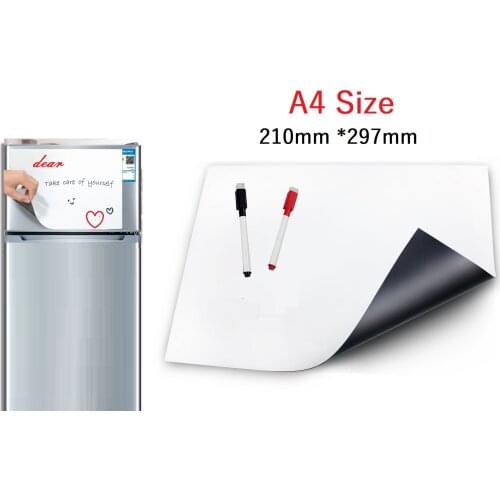 WonYean A4 Size Dry Erase White Board for Fridge Magnet Magnetic Whiteboard Kitchen Reminder Notepad Message Board 2 Marker Pen