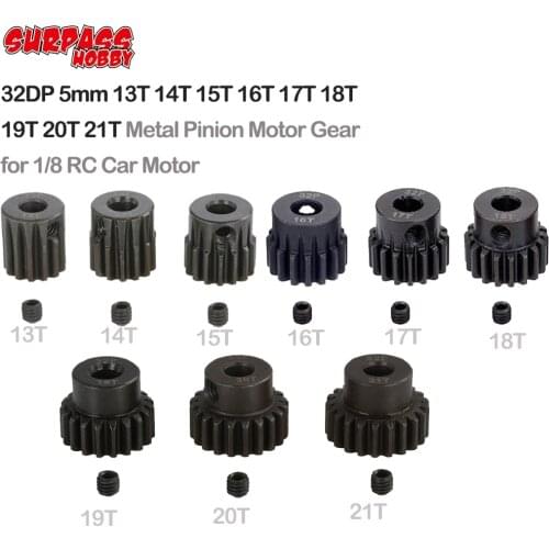 SURPASS HOBBY 32DP 5mm 13T 14T 15T 16T 17T 18T 19T 20T 21T Metal Pinion Motor Gear for 1/8 RC HSP HPI Crawler Buggy Truck Car